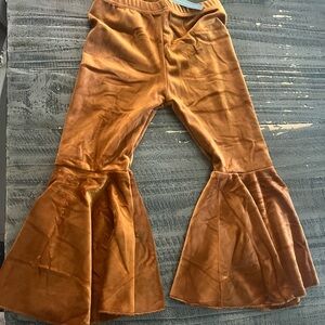 Kids Flared Velvet Pants in Orange